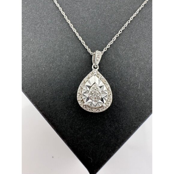 Pear Cut Natural Diamond Pendant Necklace - Picture 9 of 15